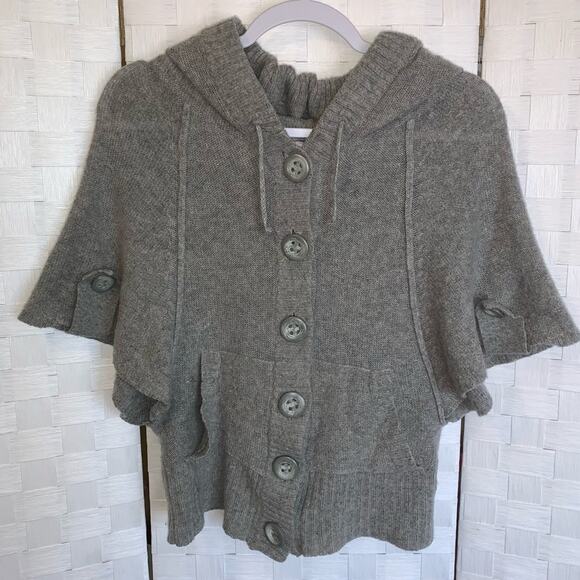 Anthropologie Kenji Boho Short Sleeve Wool Blend Hooded Cardigan Women’s Size XS - Picture 4 of 12